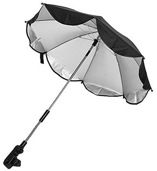 Parapluie poussette avec pince universelle réglable, parapluie buggy avec pince sur UPF 50+, idéal pour les enfants, noir