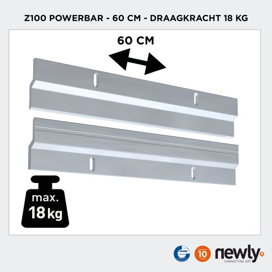 Newly Suspension stable pour tableaux directement au mur – Suspension réglable – Newly Z100 Powerbar - zbar – 60 cm