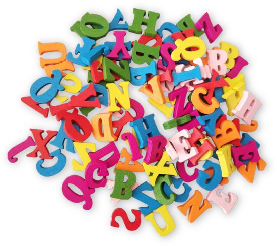 Winkrs - Petites lettres de l'alphabet en bois - 200 pièces - 1,5 cm - Colorées - Pour loisirs créatifs, scrapbooking, loisirs créatifs