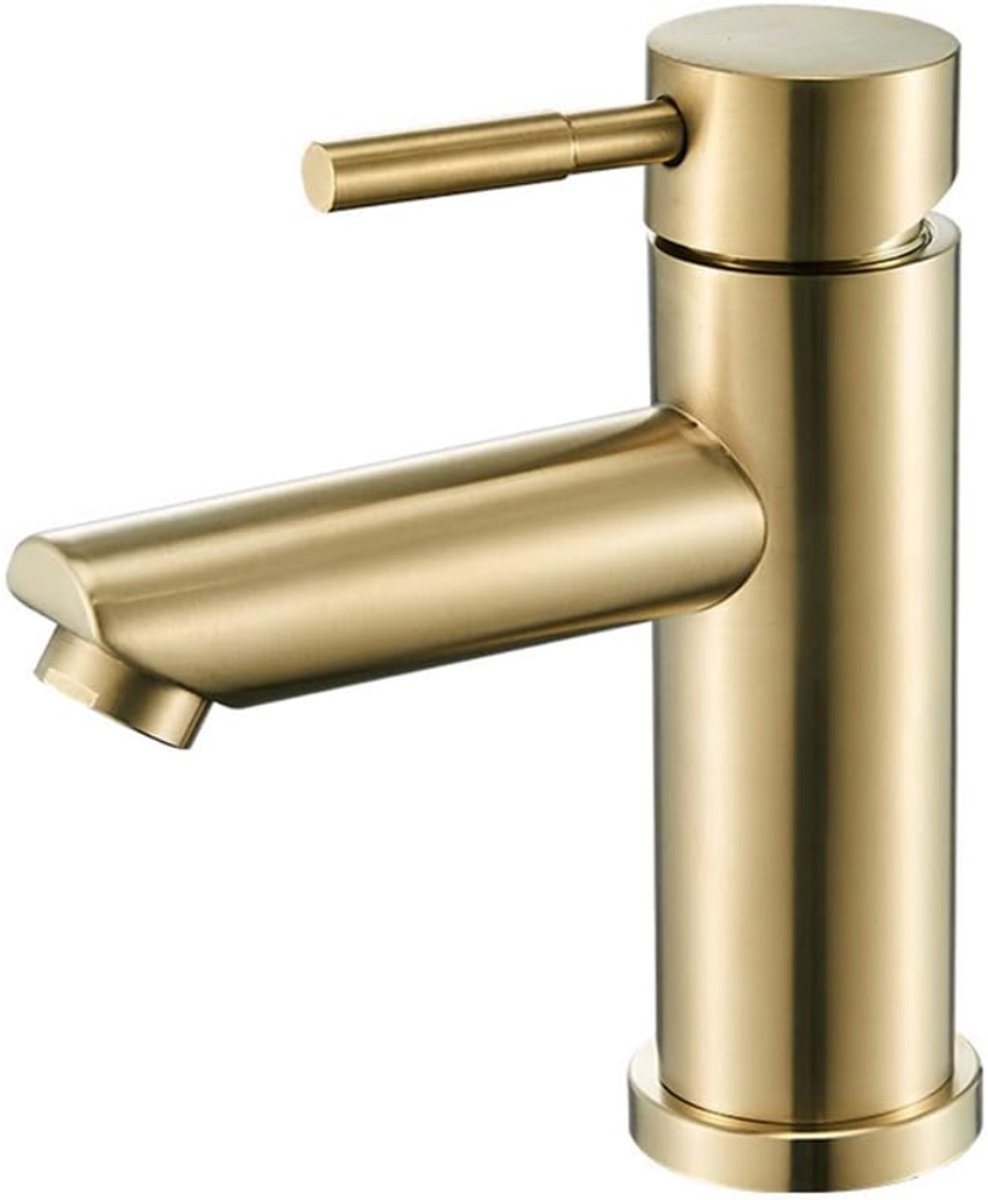 1 stuk gouden badkamerkraan, verguld roestvrij staal 304-massief messing behuizing-maat 165 x 150-moderne wastafelkraan met duurzaamheid voor badkamers