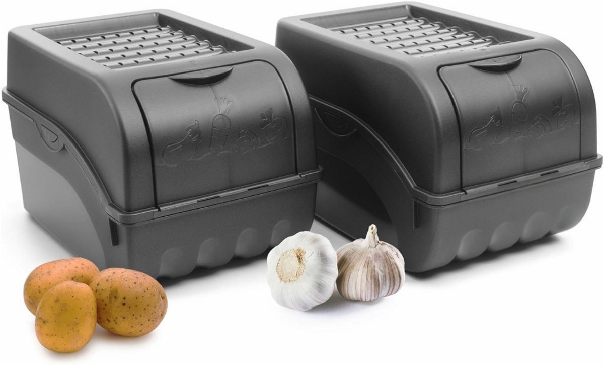Thuys – Aardappelbak – Aardappelpot – Bewaardoos – 3.5L – 2 x Klein – 29 x 20 x 14cm – Zwart