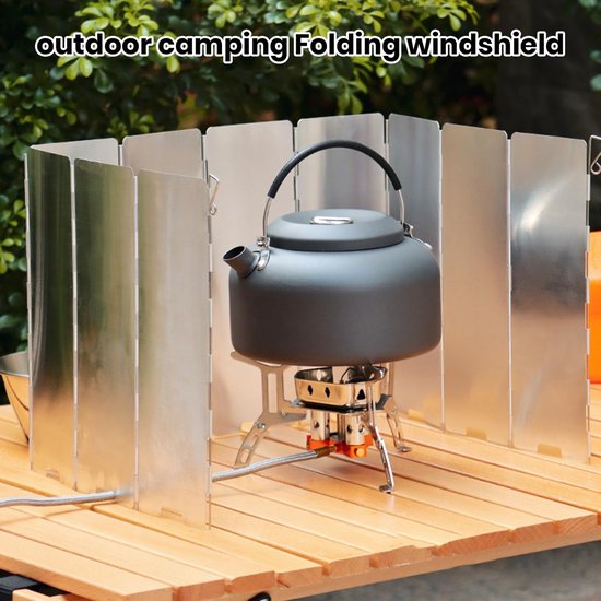 Windscherm voor buiten - opvouwbaar - verstelbaar windscherm voor kampeerkooktoestel - roestvrije aluminiumlegering - winddicht, geschikt voor barbecues, kamperen, picknicks en feesten - 10 stuks - met stoffen tas van Merkloos — afbeelding 4