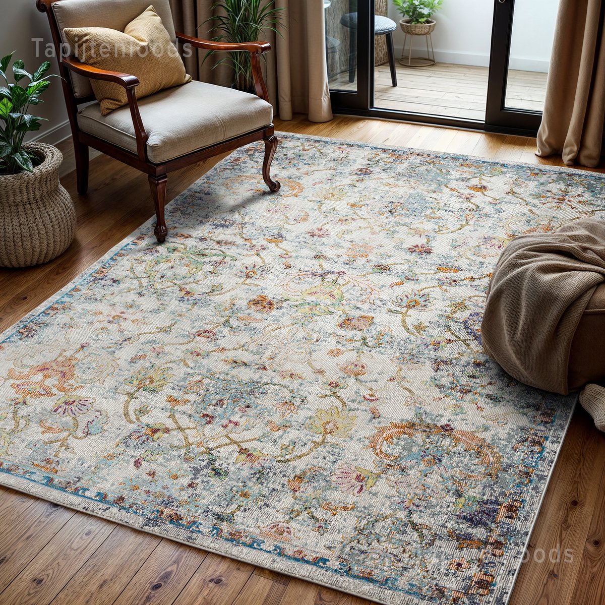 Muratap Picasso Sarough Vintage Vloerkleed Creme / Beige Laagpolig- 160x230 CM Multikleur