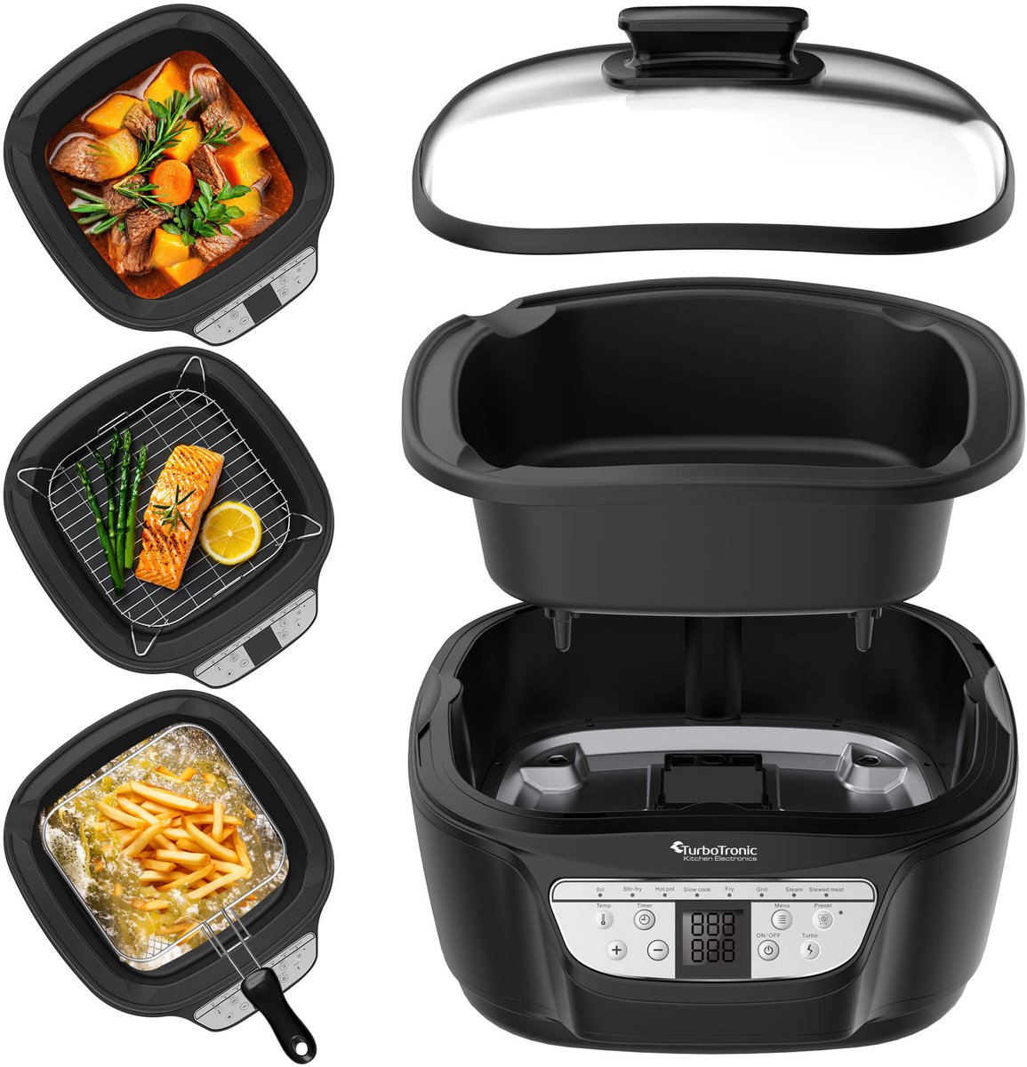 TurboTronic DMC24 Multicooker - Rijstkoker - Stoomkoker- 5 liter - RVS - Zwart – foto 5