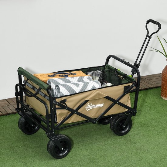 Outsunny Bollerwagen Stahl, Oxfordstoff Khaki van Outsunny — afbeelding 4