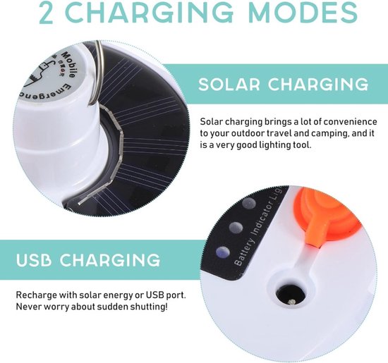 Solar Outdoor Opvouwbaar Licht Draagbare Usb Oplaadbare Led Lamp Zoeklicht Camping Zaklamp Noodlamp Voor Stroomuitval van Merkloos — afbeelding 4