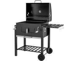 Outsunny houtskoolbarbecue met opklapbare zijplank - Grill - Bbq - Zwart