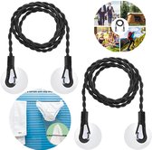 2 stuks - Uitschuifbare waslijn - Draagbare elastische waslijn - Winddichte hanger voor buiten kamperen - Reis waslijn - Waslijn - Onzichtbare waslijn - Zwart