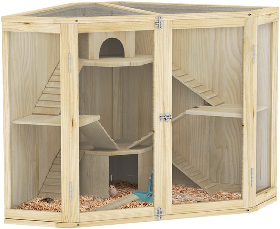 Hamsterkäfig Aus Holz 60cm - Modularer Nagerkäfig Mit Acrylglas Tür