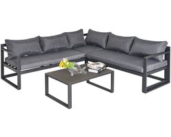 Outsunny - Loungeset - met 9 Kussen - Aluminium - Grijs - Zwart