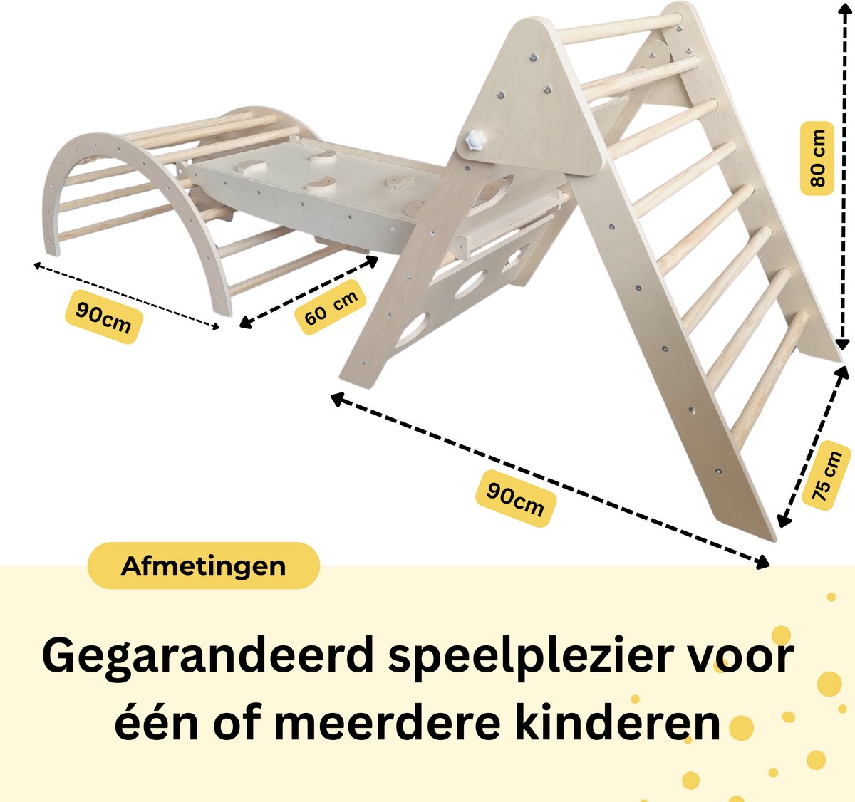 Dastium Kids - XXL Klimrek - Klimboog - Montessori Klimrek Kinderen - Klimdriehoek - Pikler Klimrek Peuter - Ontworpen in Nederland - Klimset - Klimrek Binnen - Naturel — afbeelding 10