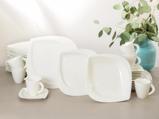 CreaTable, 22276, Serie Marmor Collection rosé, 16-teiliges Geschirrset, Kombiservice aus Steinzeug, spülmaschinen- und mikrowellengeeignet, Qualitätsproduktion