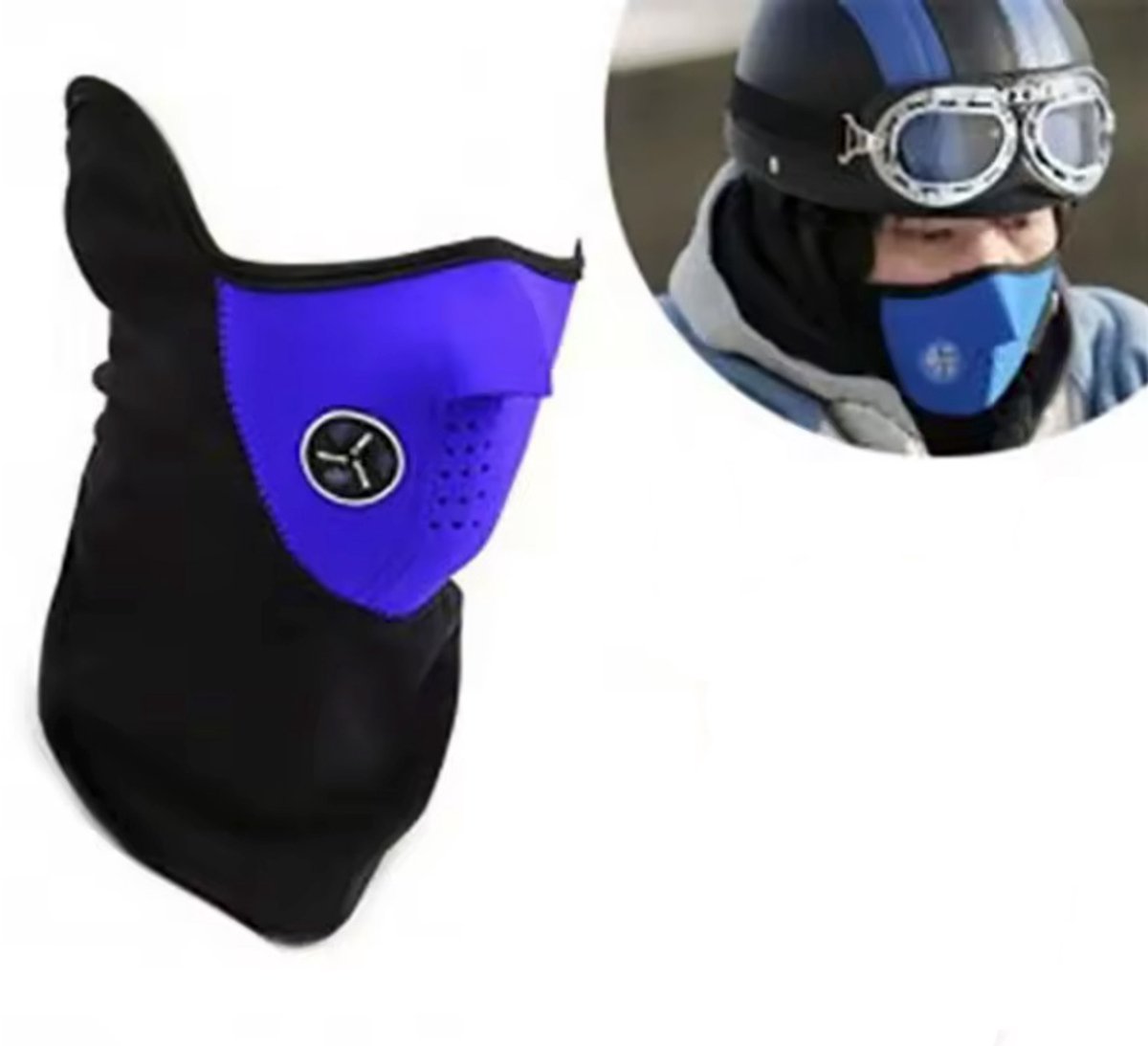 Motormasker Gezichtsmasker Skimasker – Motor masker Masker voor op de motor -Neopreen CHPN Blauw