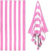 Strandlaken - 90x180 cm - Microvezel Badlaken - UltraSoft - Sneldrogende Badhanddoek - Badlaken - Strandkleed - Compact & Lichtgewicht - Bespaar Ruimte in je Koffer - Geschikt VoorSport, Zwembad, Picknick, Yoga en Buitenactiviteiten - Roze