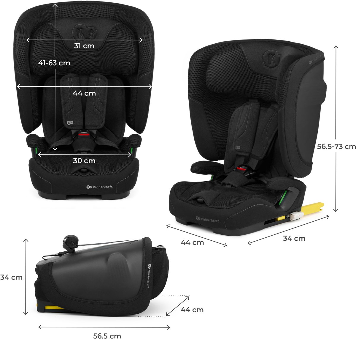 Kinderkraft FIX2GO I-SIZE Autostoel – 76-150 cm – Met Isofix – Groep 2/3 – Zwart thumbnail 3