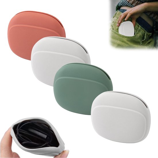 Étui de rangement pour écouteurs - Pour Ranger écouteurs et câbles de charge - Sac en silicone - Petit étui - Étui en Siliconen - Étui de rangement pour écouteurs - Housse de protection souple - Étui de protection - 4 pièces - Plusieurs couleurs