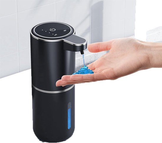 Distributeur de savon automatique - Distributeur de savon mural électrique 380 ml - Distributeur de savon automatique sans contact - Rechargeable par USB avec capteur de mouvement infrarouge - Zwart