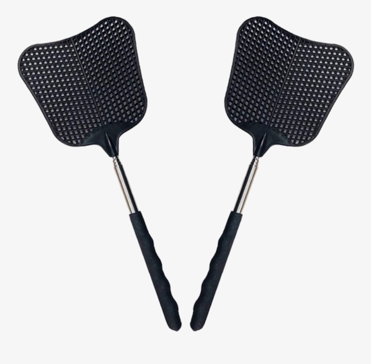 Vliegenvanger Set van 2 – Uitschuifbaar & Ergonomisch – Stevig Kunststof plastic – Zwart