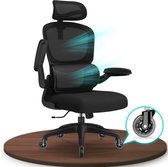 Elekiatech Ergonomische Bureaustoel - Bureaustoel met Opklapbare Armleuningen - Bureaustoelen voor Volwassenen - 150 Kg - Zwart