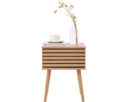 ACAZA Nachtkastje - Nachtkastjes - Bijzettafel - Eiken Kleur - 50,50 x 40 x 39 cm cm (H x B x D) - Nachtkastjes modern - Rotan Kast - Nachtkastje hout - Nachtkastje met Lade - Nachtkastjes - Rotan - Kasten - Rotan Nachtkastje