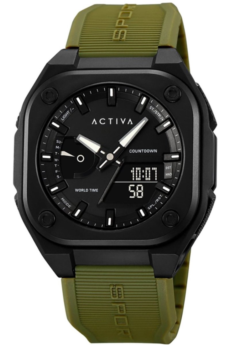 Activa x Invicta Digital ACW2328-001 Heren Horloge - Waterdicht - Digtaal - Quartz Uurwerk - Plastic met zwarte Wijzerplaat - 45mm