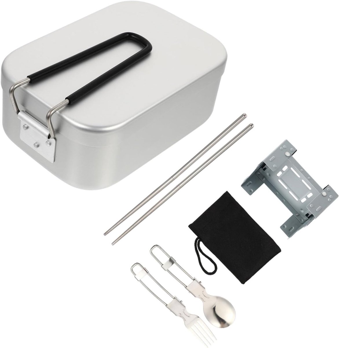 1 Set Aluminium Lunchdoos met Vouwoven voor Outdoor Kamperen