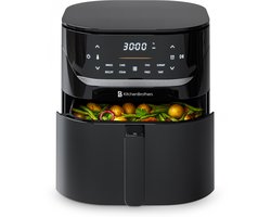 KitchenBrothers Airfryer XL - 5L - 1500W - PFAS-Vrij - Heteluchtfriteuse - 80ºC tot 200ºC - 8 Kookprogramma's - Zwart