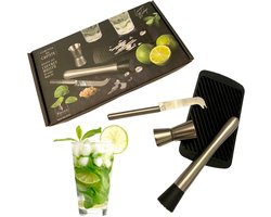 Mojito Set - Cocktail Set - LUXE Mojito Set - Zelf Mojito Maken - Mojito Recept - Cocktails Maken - Mojitoset - Cocktailset - Barmaatje - Muddler - Stamper - Matje - Mes - Mojitoset