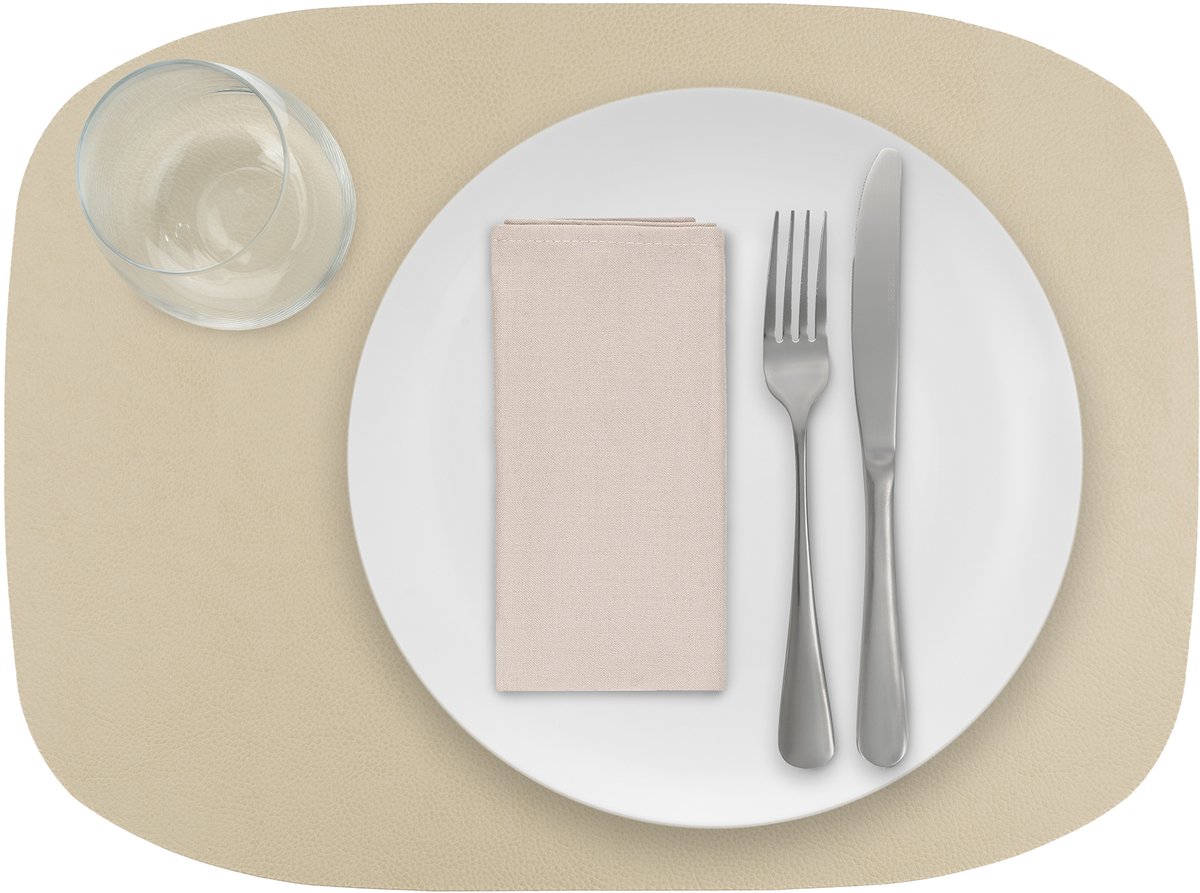 1x Skinnatur Placemat leder – Linen – beige – 45x33cm - gerecycleerd leer – tafeldecoratie - onderlegger