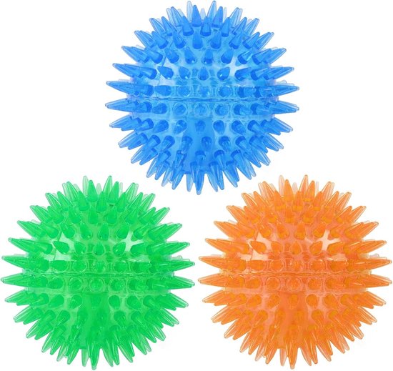 Jouets pour animaux - speelgoed couineurs - Jouets couineurs pour chiens - Lot de 3 balles couinantes pour chiens de grande, petite et moyenne taille - 6,5 cm (bleu/vert/orange)