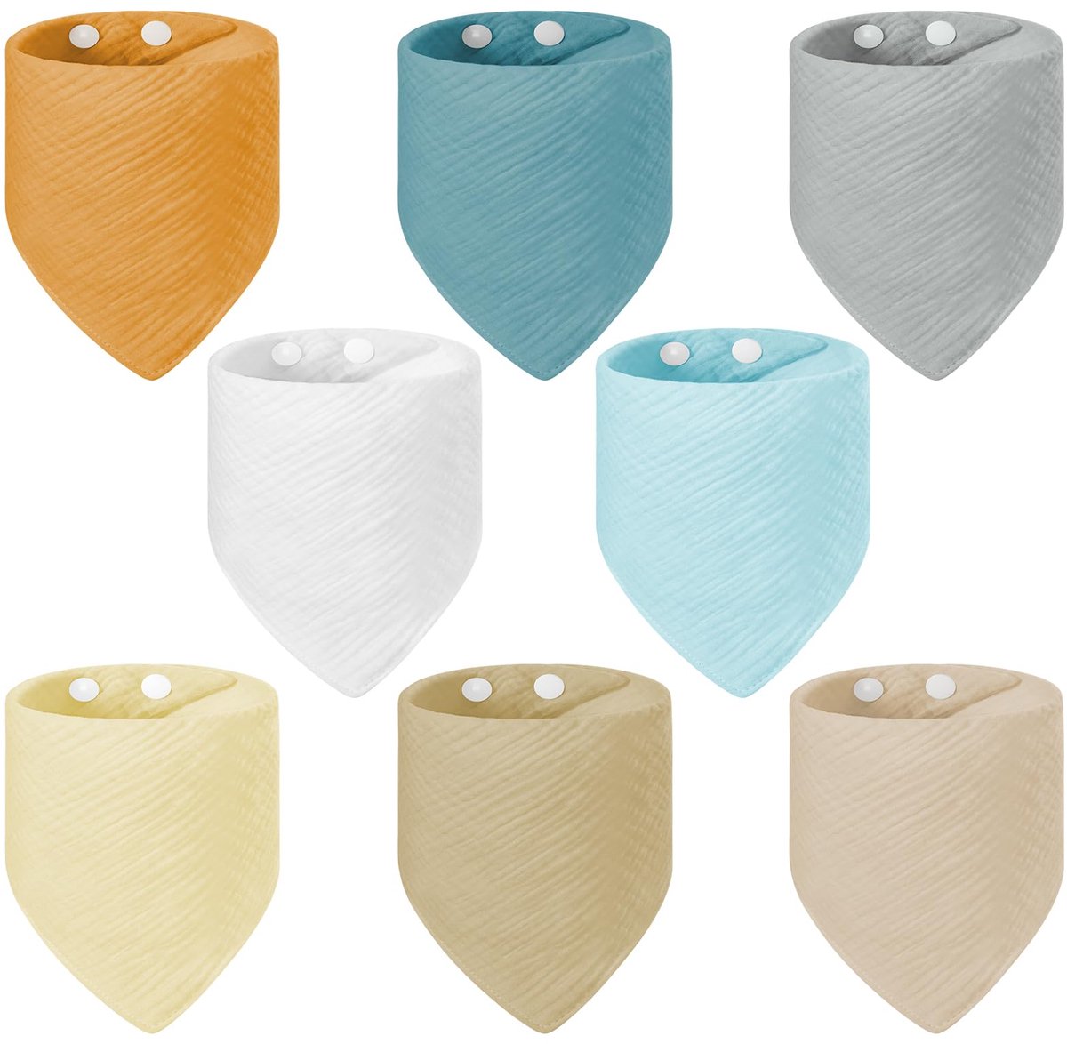 Kwijlslabbetjes - Van 100% Biologisch Mousseline Katoen - Superabsorberend - Voor Baby's Peuters Jongens en Meisjes - 8 Stuks