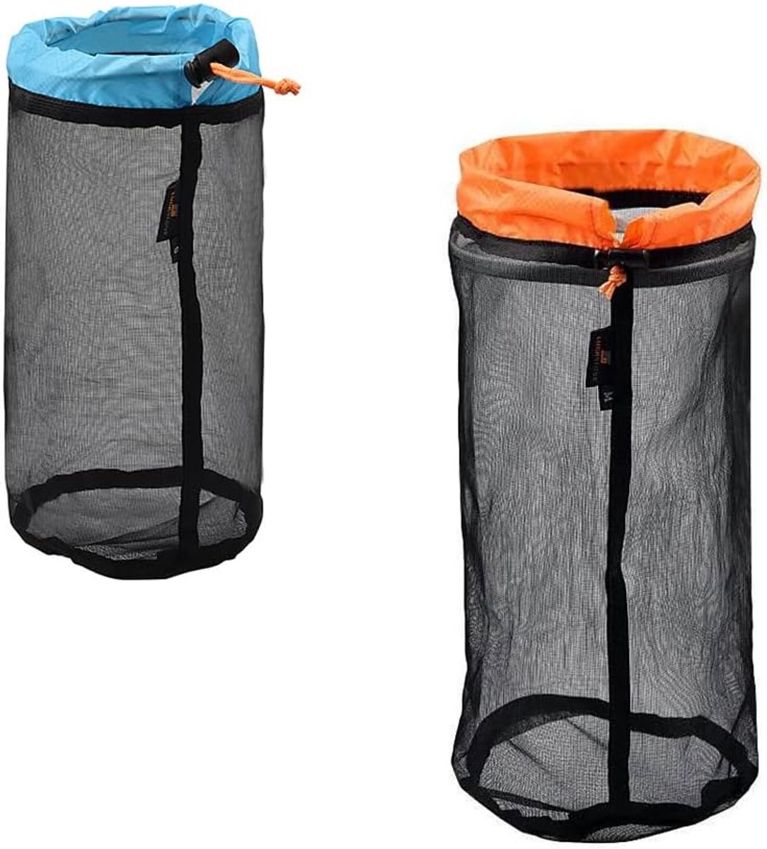 Set van 2 ultralichte mesh opbergzakken (12×28 & 15×34 cm) – ademend nylon – trekkoord – ideaal voor schoon, nat of klein speelgoed
