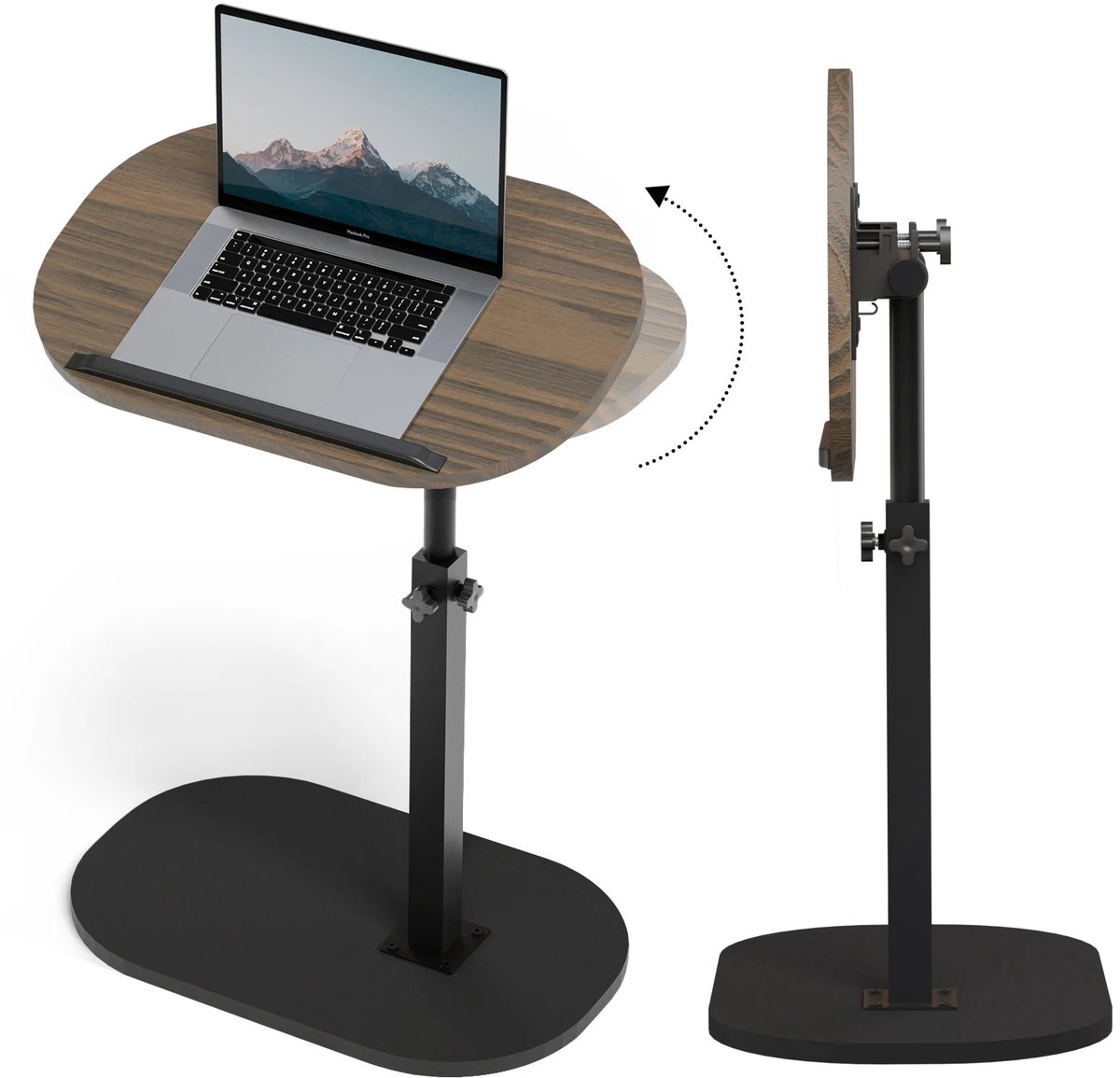 Bijzettafel C-vorm, 360° draaibaar, woonkamertafel, telefoontafel, in
