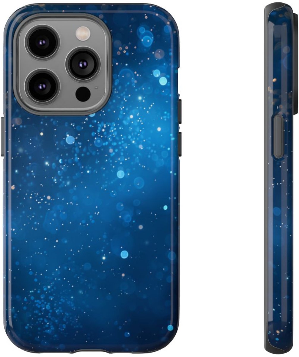 Diepblauwe Sprankelende Lichten – Telefoonhoesje Geschikt voor iPhone 14 Pro