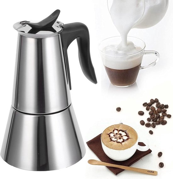 300Ml Coffee Maker Kettle, Stainless Steel Electric Coffee Pot Home Coffee Maker Italian Mocha Espresso Pot Stainless Steel Coffee Kettle for Home Kitchen Use van Merkloos	 — afbeelding 3