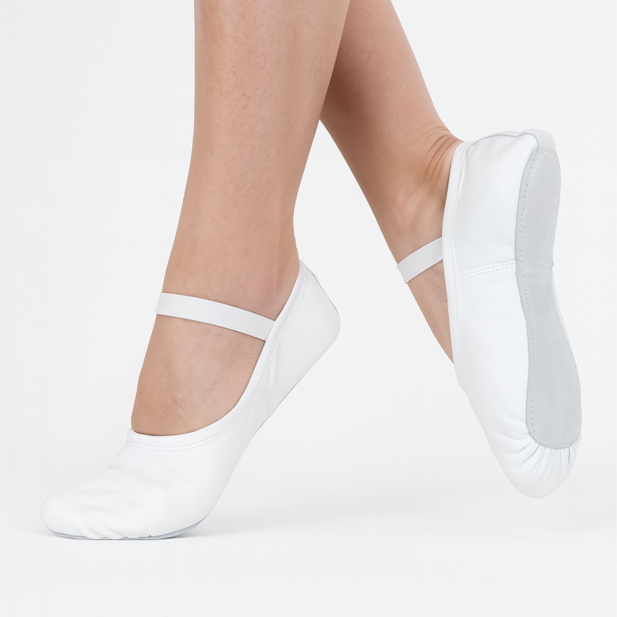 Balletschoenen meisje “Elite“ | WIT | Professionele leren balletschoen | Met hele suède zool | Ballet schoen met doorlopende zool | Maat 29