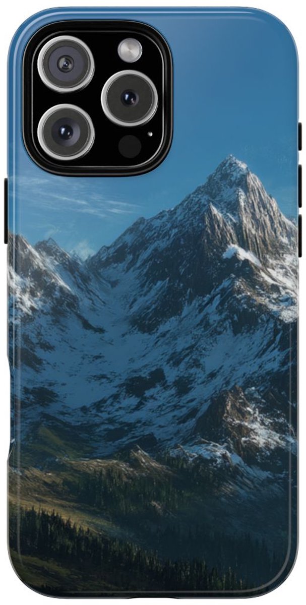 Berglandschap met Besneeuwde Toppen – Telefoonhoesje Geschikt voor iPhone 16 Pro Max