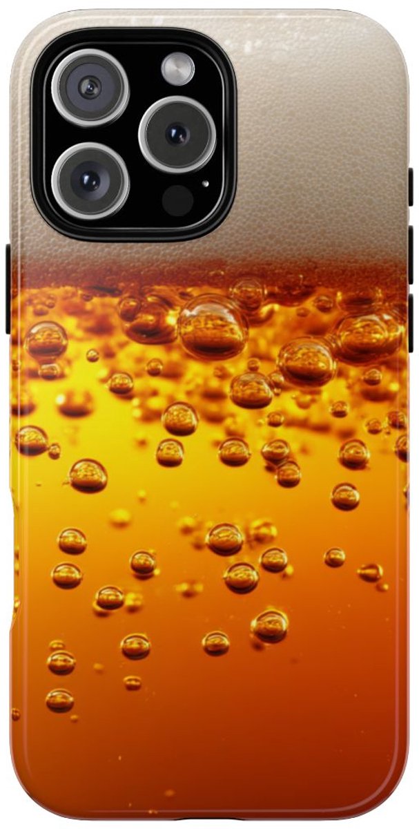 Amberkleurige Bierbellen van Dichtbij – Telefoonhoesje Geschikt voor iPhone 16 Pro Max