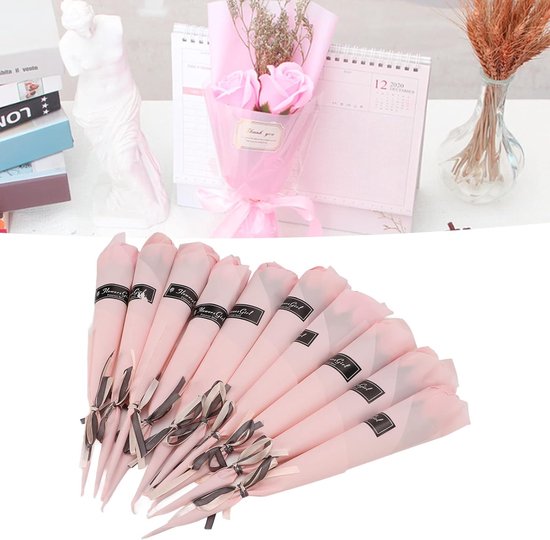 10Pcs Rose Petal Soap Bath Soap Rose Flower Soap Flowers Scented Soap Flower Bouquet Box for Cafe Decoration Holiday Gift — afbeelding 3