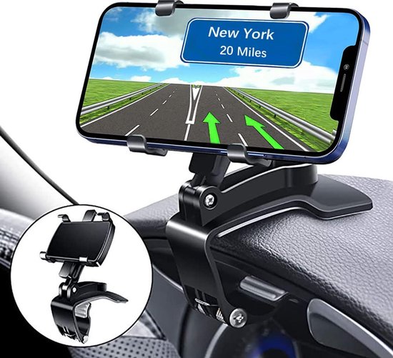 Auto Telefoonhouder - 360 graden draaibare telefoonhouder voor op het dashboard - Geschikt voor smartphones van 4 tot 7 inch - Verstelbare telefoonhouder - zwart