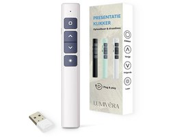 Lumivéra® - Presentatie Klikker - Draadloze Presenter Voor Presentatie - Usb - Pointer - Afstandbediening Met Laser - Wit
