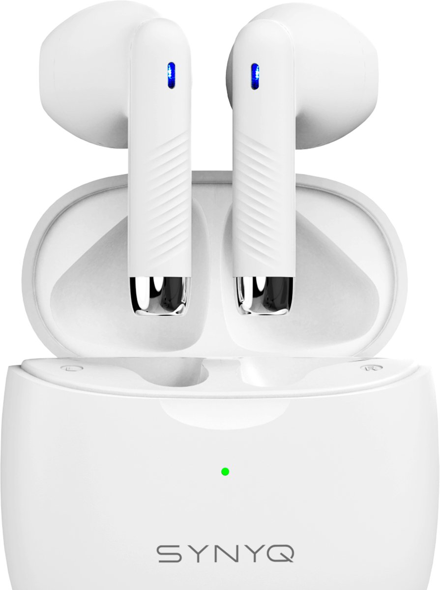 Synyq ProX Earbuds - Draadloze Oordopjes - 30 uur Luistertijd- Waterproof - Bluetooth Oortjes - Draadloze Oortjes - Wit