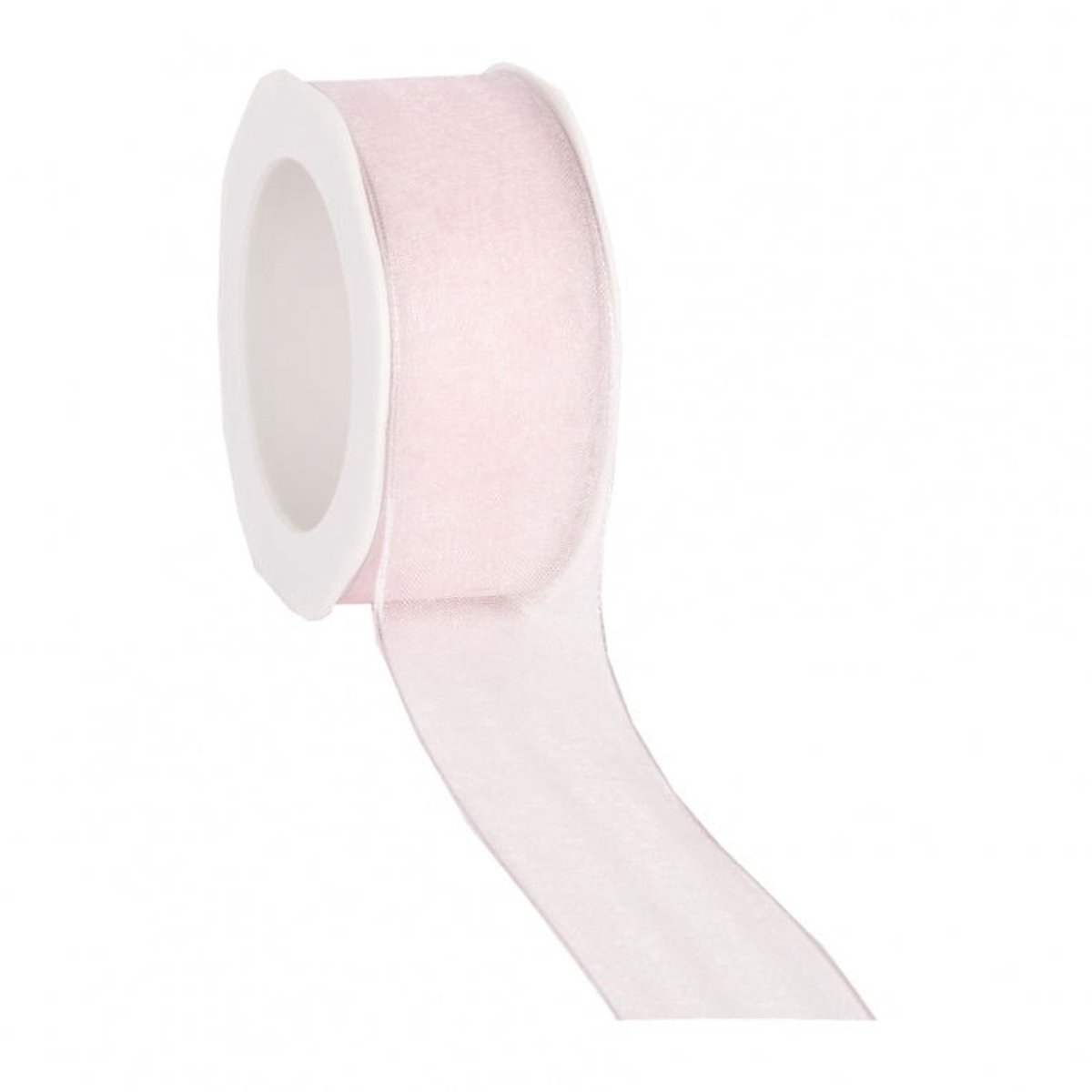 Wired organzalint Zacht roze – 38 mm × 20 m – Organza