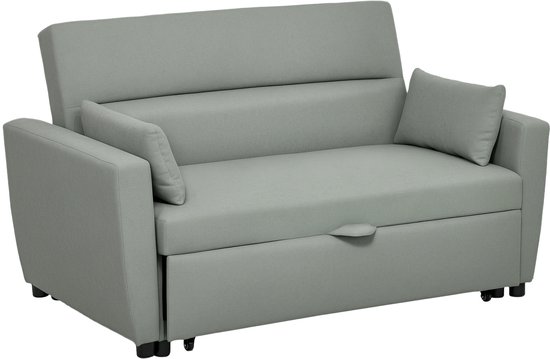 Canapé-lit HOMCOM, 2 places BECTA avec fonction couchage, dossier réglable, canapé avec kussen, aspect velours, canapé-lit avec coffre de lit pour salon, chambre d'amis, gris clair