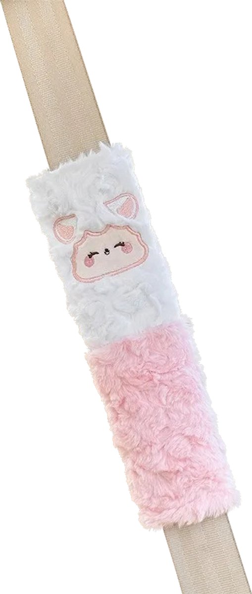 Gordelbeschermer Kind - Roze Lammetje - Gordelkussen 2 Stuks - Gordelhoezen - Kasey Products van Merkloos — afbeelding 3