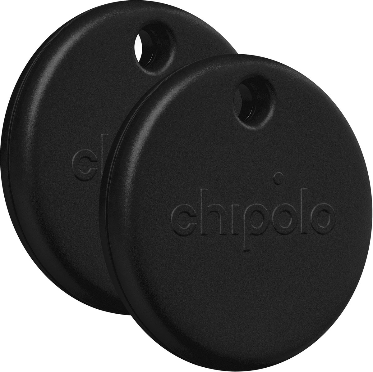 Chipolo Pop - Bluetooth Tracker & KeyFinder - Werkt met Apple Find My & Android Find My Device - Tracker Apple iPhone & Android - 120 dB - Zwart - 2 Pack