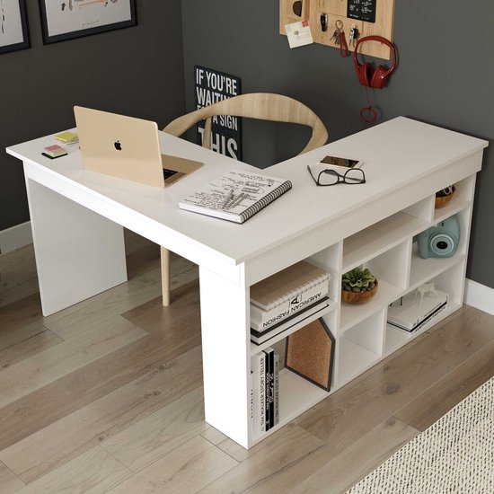 CT5 Bureau d'étude | 100 % MÉLAMINE | Blanc - Asir Group - Bureaux d'angle - Blanc - Mélamine - Bureaux d'angle