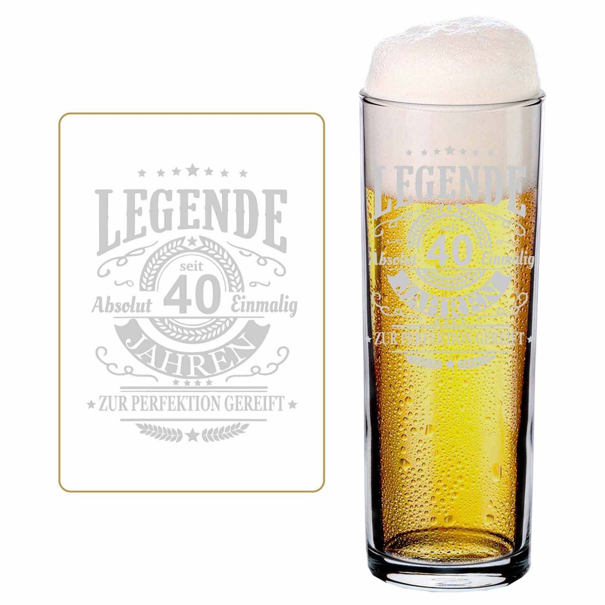 Kölschglas Kölner Stange mit Gravur Legende seit 40 Jahren 0,2 Liter