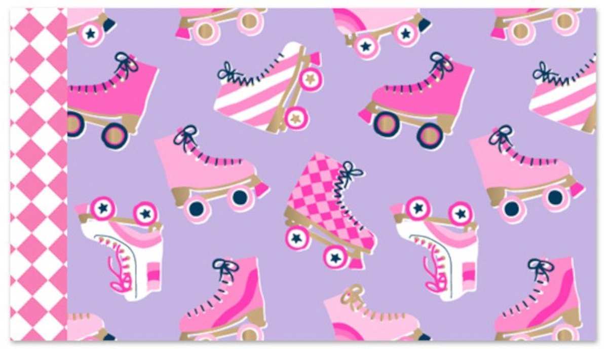 HOP - 10 Cadeauzakjes 17x25 cm - Roller Skates Lilac - Check Pink
