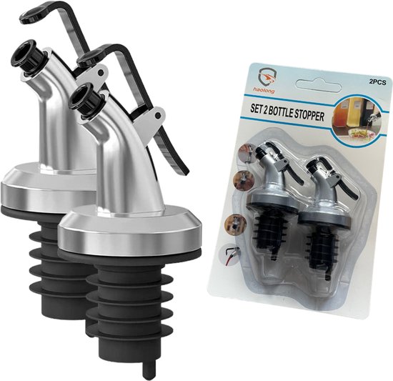 ESTARK® Verseur avec fermeture - Set de 2 - Bouchons verseurs - Vin - Bouteille - Cocktail - 2 pièces - verseur doseur - Restauration - Premium - Bec verseur - Bouchon de fermeture - Cocktail - 2 Becs verseurs